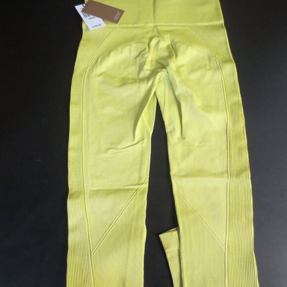 ALALA WOMEN'S CHARTREUSE SEAMLESS TEXTURED LEGGING PANT - LARGE - Picture 4 of 6